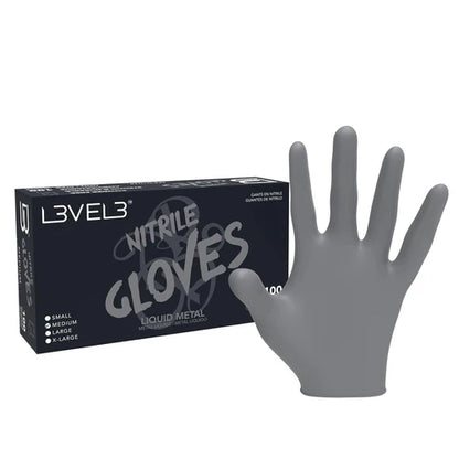L3VEL3™ Professional Nitrile Gloves (100 Pack) – Blue, Black, Orange, Red, Lime Green, Liquid Metal Gray, Pink, Pearl Lavender | Small–X-Large