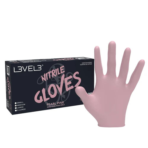 L3VEL3™ Professional Nitrile Gloves (100 Pack) – Blue, Black, Orange, Red, Lime Green, Liquid Metal Gray, Pink, Pearl Lavender | Small–X-Large