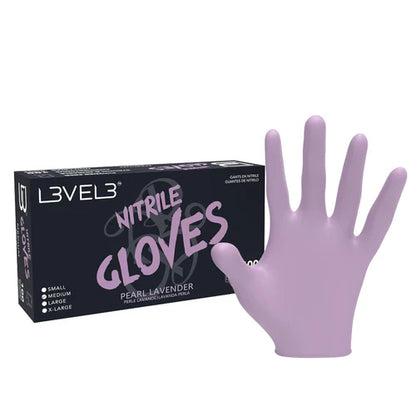 L3VEL3™ Professional Nitrile Gloves (100 Pack) – Blue, Black, Orange, Red, Lime Green, Liquid Metal Gray, Pink, Pearl Lavender | Small–X-Large