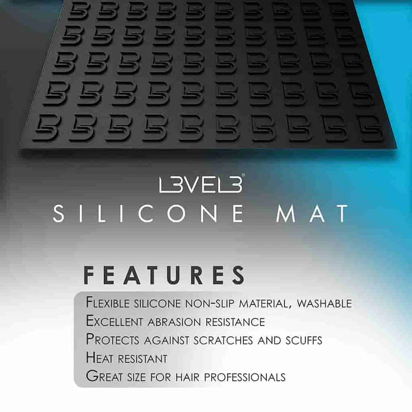 L3VEL3™ Silicone Barber Station Mat – Non-Slip, Heat-Resistant Tool Protector (15.7” × 11.8”)