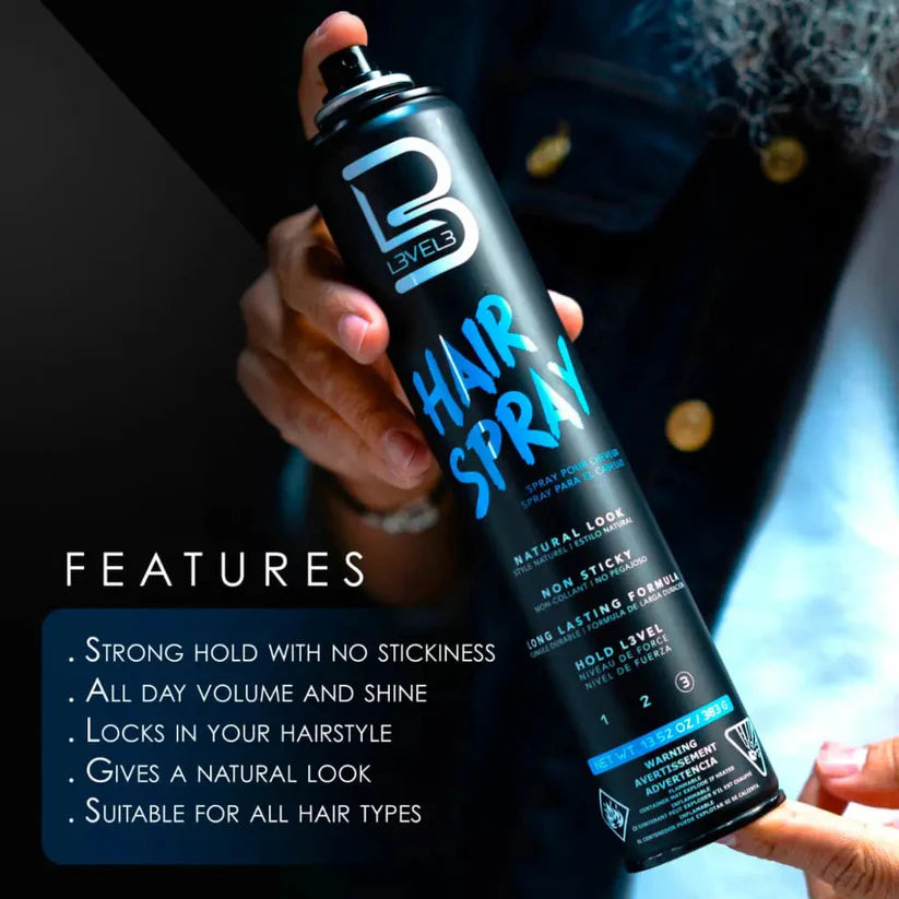 L3VEL3™ Strong Hold Hair Spray – Long-Lasting Control & Shine