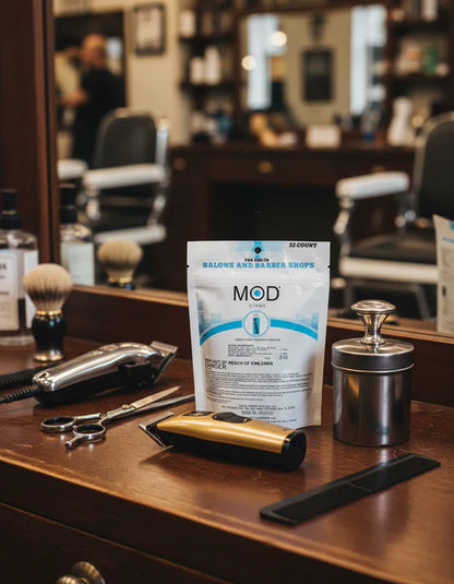 MOD Clean™ Eco-Friendly Salon & Barbershop Disinfectant Pods – 32-Pack Blue Water-Soluble Concentrate