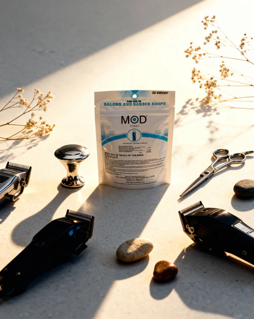 MOD Clean™ Eco-Friendly Salon & Barbershop Disinfectant Pods – 32-Pack Blue Water-Soluble Concentrate