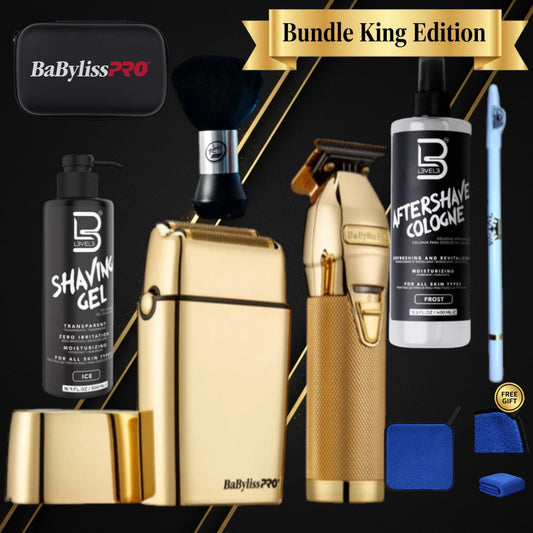 BaBylissPRO GoldFX Precision Shave Bundle – Professional Trimmer & Shaver Kit with Case, Aftershave, Gel & Accessories | Most Popular Barber System