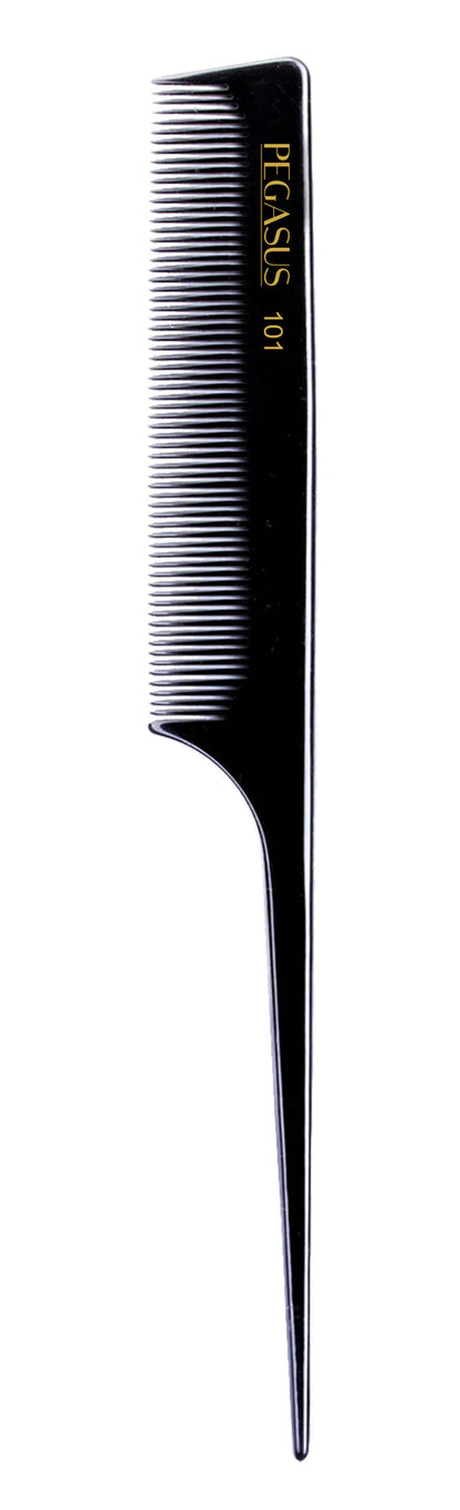 Pegasus 8” Hard Rubber Fine Tooth Rat Tail Comb (101) – Flexinite™ Tech, Heat & Chemical Resistant, Anti-Static, Pro-Grade