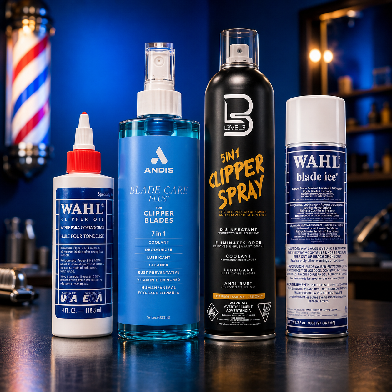 Pro Blade Care Kit – Andis 7-in-1, Wahl Blade Ice & L3VEL3 Spray