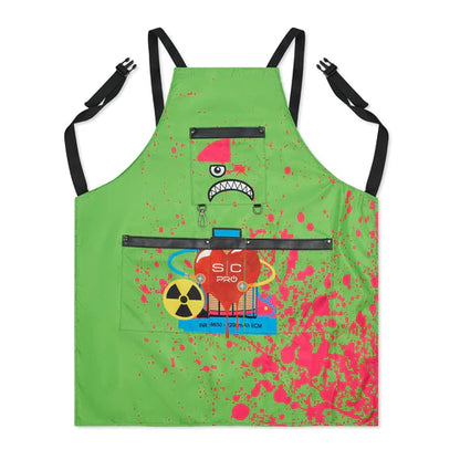 StyleCraft™ “Radioactive” Water-Repellent Barber Apron – Heavy-Duty Cross-Back with Tool Hooks & Pockets