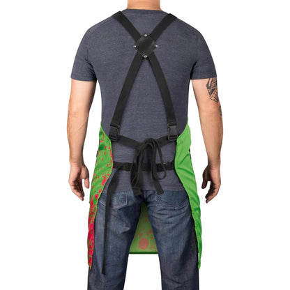 StyleCraft™ “Radioactive” Water-Repellent Barber Apron – Heavy-Duty Cross-Back with Tool Hooks & Pockets