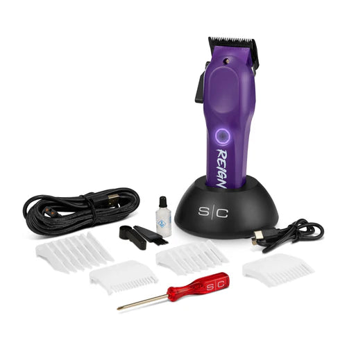 StyleCraft Reign EON Purple Cordless Clipper SC620P | 7200 RPM Brushless Motor, Black DLC Taper Blade, 3 Hour Runtime