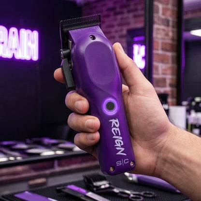 StyleCraft Reign EON Purple Cordless Clipper SC620P | 7200 RPM Brushless Motor, Black DLC Taper Blade, 3 Hour Runtime