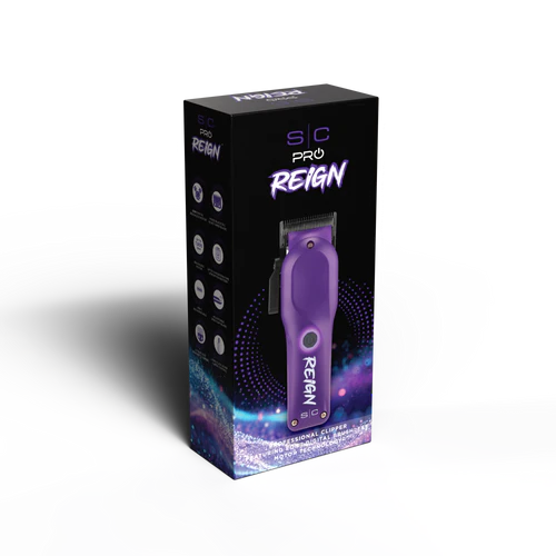 StyleCraft Reign EON Purple Cordless Clipper SC620P | 7200 RPM Brushless Motor, Black DLC Taper Blade, 3 Hour Runtime