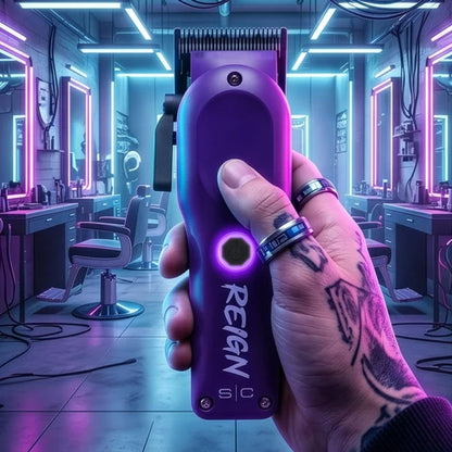 StyleCraft Reign EON Purple Cordless Clipper SC620P | 7200 RPM Brushless Motor, Black DLC Taper Blade, 3 Hour Runtime