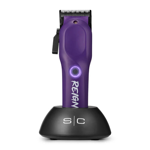 StyleCraft Reign EON Purple Cordless Clipper SC620P | 7200 RPM Brushless Motor, Black DLC Taper Blade, 3 Hour Runtime
