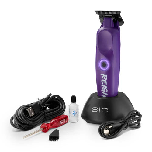 StyleCraft Reign EON Purple Cordless Trimmer SC422P | 7200 RPM Brushless Motor, Black Diamond Wide Blade, 3.5 Hour Runtime