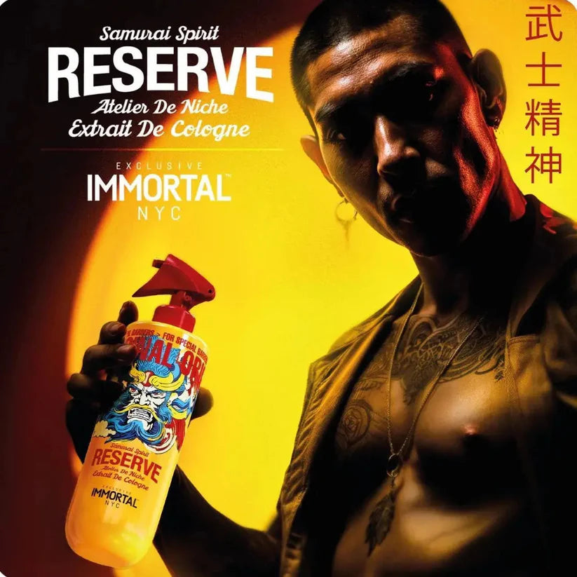 IMMORTAL NYC Reserve EXTRAIT Aftershave Cologne – Cherry Sandalwood Samurai-Inspired Barber Splash, 500 ml