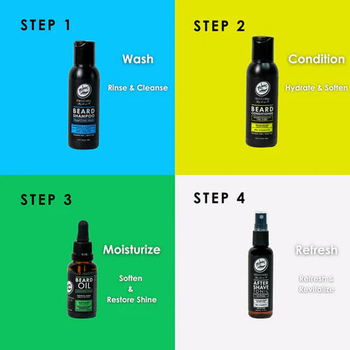 Rolda 5-Piece Men’s Beard Care Grooming Kit – Beard Shampoo, Conditioner, Oil, Aftershave & Premium Brush (All-in-One Set)