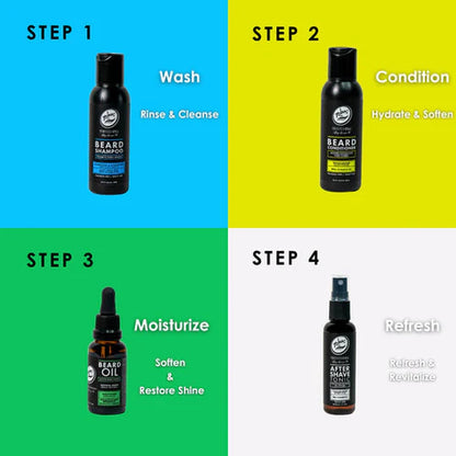 Rolda 5-Piece Men’s Beard Care Grooming Kit – Beard Shampoo, Conditioner, Oil, Aftershave & Premium Brush (All-in-One Set)