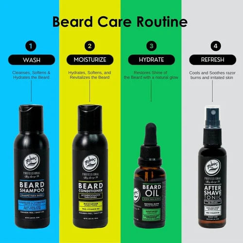 Rolda 5-Piece Men’s Beard Care Grooming Kit – Beard Shampoo, Conditioner, Oil, Aftershave & Premium Brush (All-in-One Set)