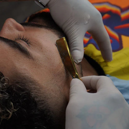 Rolda™ Golden Steel Straight Edge Razor Holder – Professional Barber Precision Shaving Tool