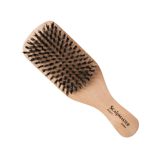 Scalpmaster™ Club Brush – Reinforced 8-Row Boar Bristle with Black Wood Handle