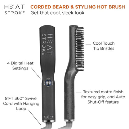 StyleCraft Heat Stroke Corded Hair & Beard Brush  – Professional Hot Styling Brush (SCHSCORD)