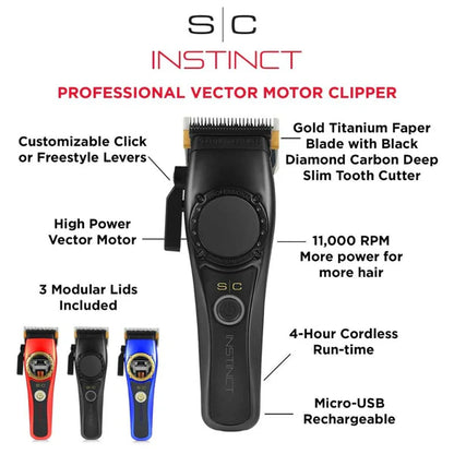 StyleCraft™ Instinct Cordless Vector Motor Hair Clipper (SC607M) – Compact 11,500 RPM Fade & Blend Machine
