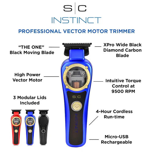 StyleCraft™ Instinct Cordless Vector Motor Trimmer – Skeleton Detailer w/ Intuitive Torque Control (SC407M)