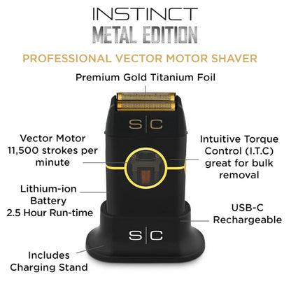 StyleCraft Instinct™ Metal Double Foil Shaver (SC807) IN2 Vector Motor. Metal Body. Maximum Torque.