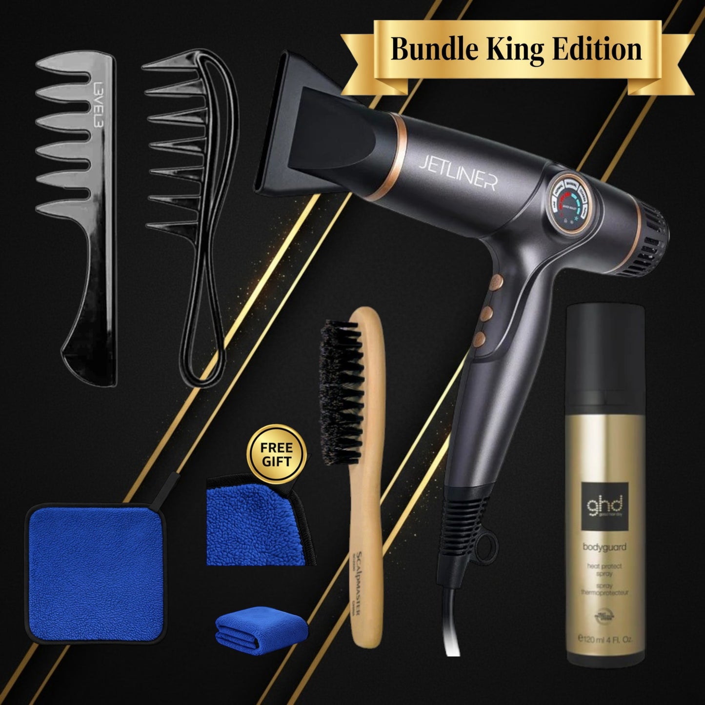 StyleCraft JetLiner Luxury Hair System – Bundle King Grand Opening Edition | Professional Hair Dryer + Heat Protection + Styling Tools