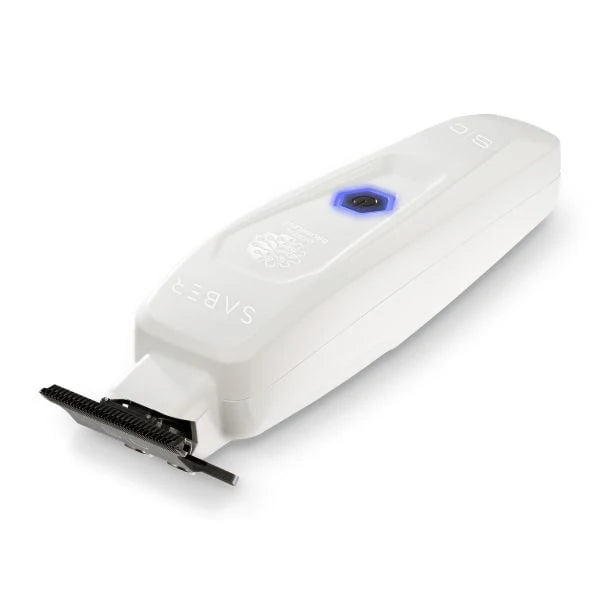 StyleCraft Saber II White Digital Brushless Trimmer – Full-Metal Cordless Detailer for Barbers