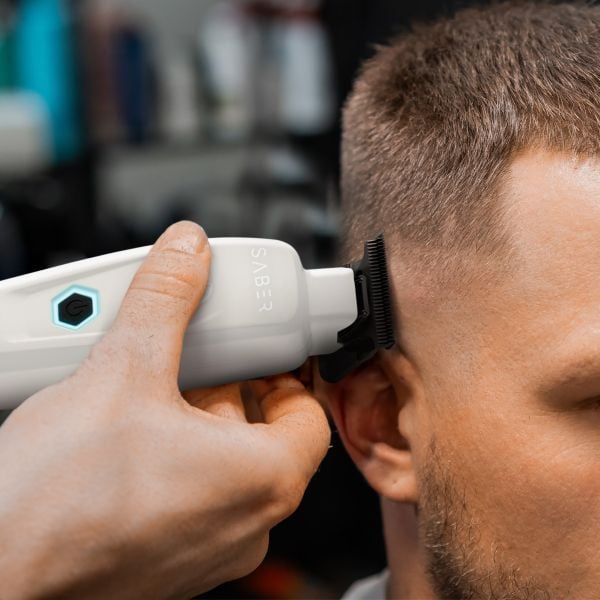 StyleCraft Saber II White Digital Brushless Trimmer – Full-Metal Cordless Detailer for Barbers