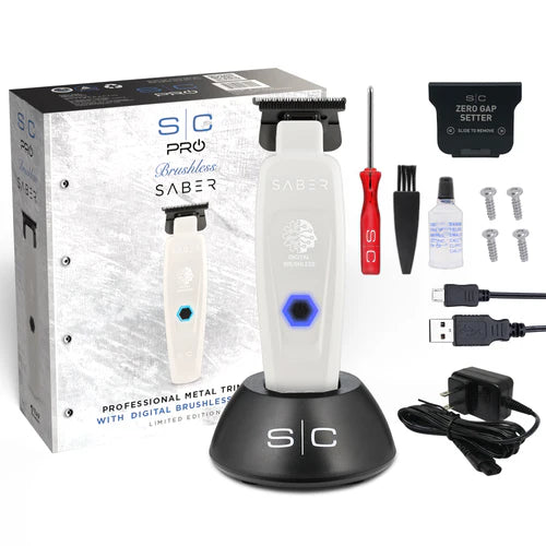 StyleCraft Saber™ Professional Brushless Metal Trimmer – Black Diamond DLC Blades, Zero-Gap, 4 Hr Cordless Runtime
