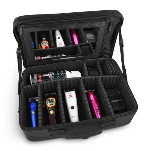 StyleCraft® On-The-Go Barber & Stylist Tool Case with Mirror — Mobile Professional Travel Station (SC328B)
