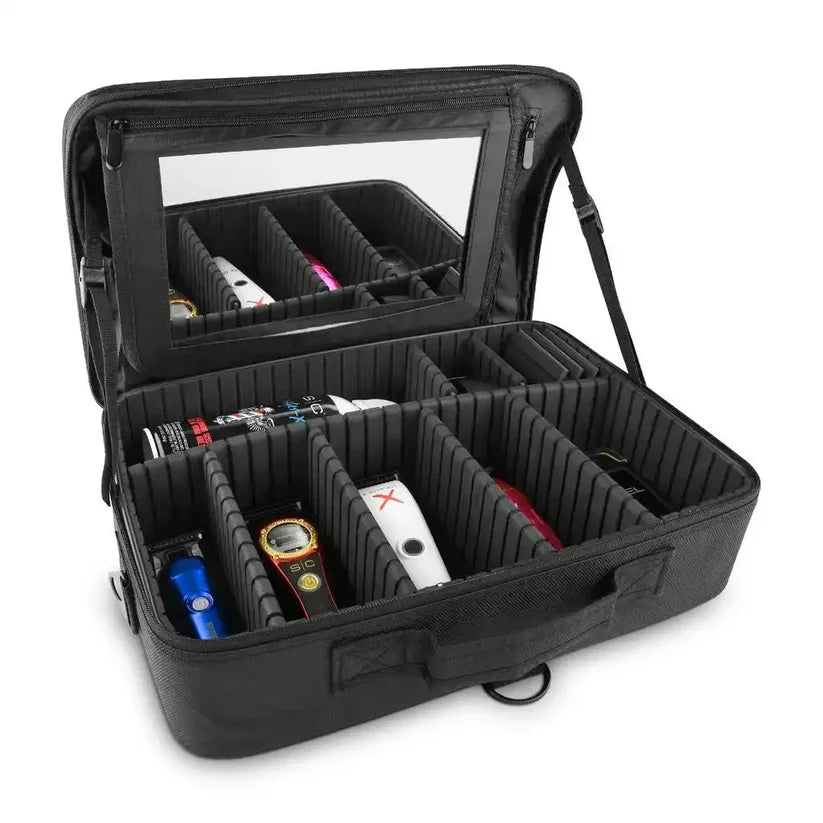 StyleCraft® On-The-Go Barber & Stylist Tool Case with Mirror — Mobile Professional Travel Station (SC328B)