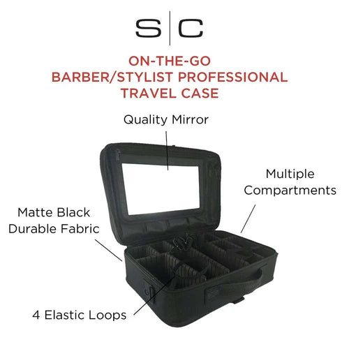 StyleCraft® On-The-Go Barber & Stylist Tool Case with Mirror — Mobile Professional Travel Station (SC328B)