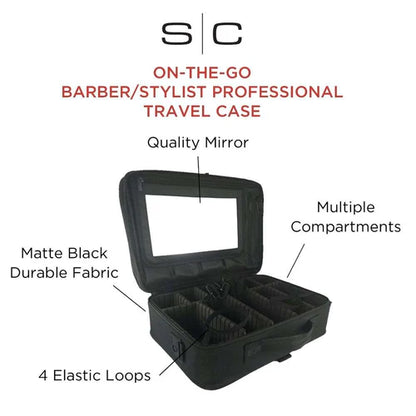 StyleCraft® On-The-Go Barber & Stylist Tool Case with Mirror — Mobile Professional Travel Station (SC328B)