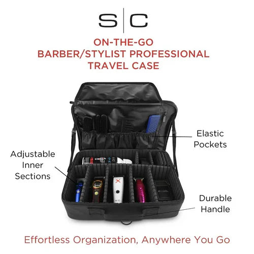 StyleCraft® On-The-Go Barber & Stylist Tool Case with Mirror — Mobile Professional Travel Station (SC328B)