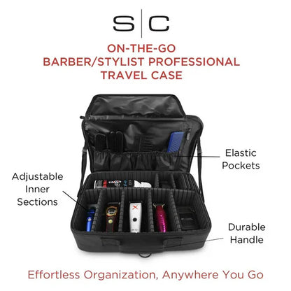 StyleCraft® On-The-Go Barber & Stylist Tool Case with Mirror — Mobile Professional Travel Station (SC328B)