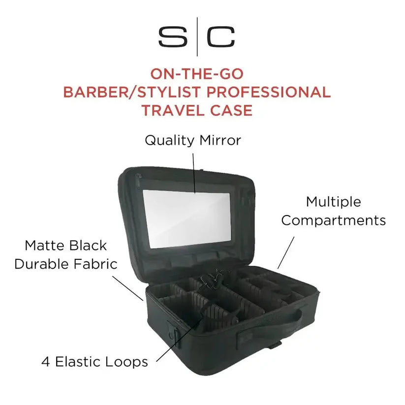 StyleCraft® On-The-Go Barber & Stylist Tool Case with Mirror — Mobile Professional Travel Station (SC328B)