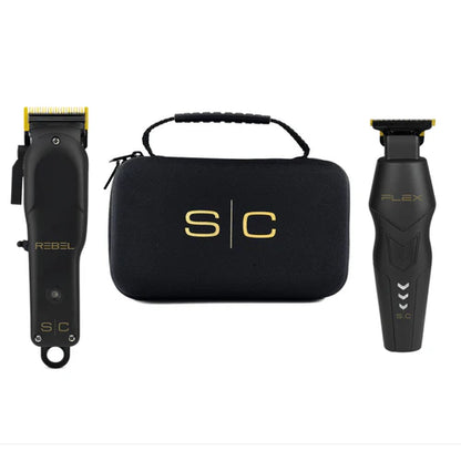 StyleCraft Rebel Clipper & Flex Trimmer Pro Set + Travel Case – Professional Barber Kit-SC-SC326B