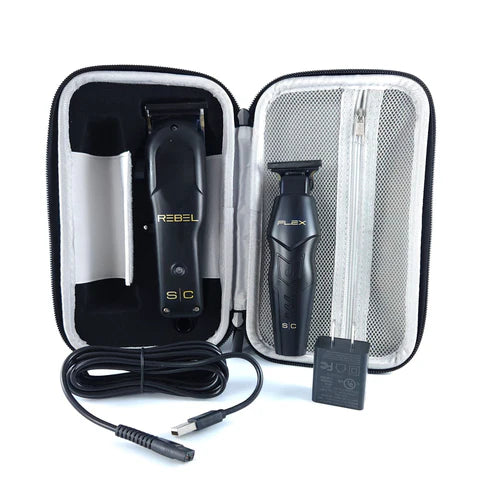 StyleCraft Rebel Clipper & Flex Trimmer Pro Set + Travel Case – Professional Barber Kit-SC-SC326B