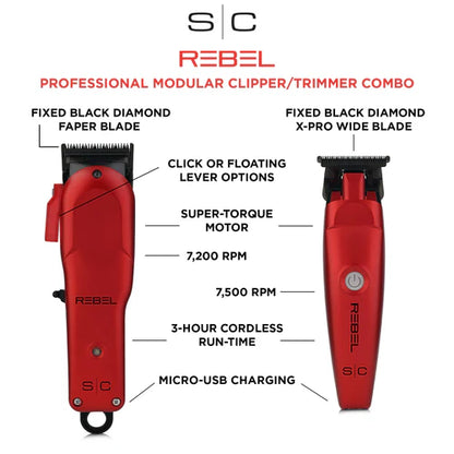 StyleCraft Rebel Red Super-Torque Clipper & Trimmer Combo – SC20