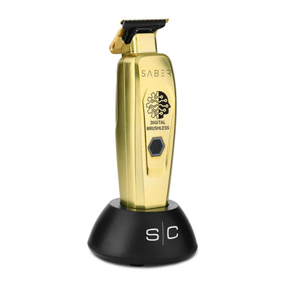 StyleCraft Saber™ Professional Brushless Metal Trimmer – Black Diamond DLC Blades, Zero-Gap, 4 Hr Cordless Runtime