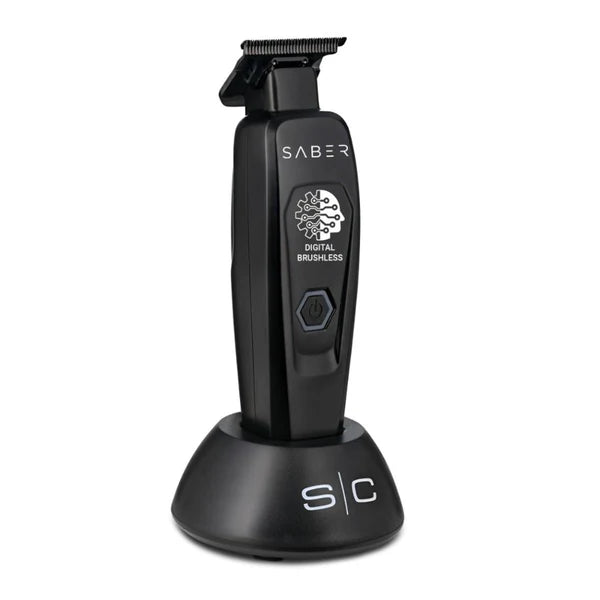 StyleCraft Saber™ Professional Brushless Metal Trimmer – Black Diamond DLC Blades, Zero-Gap, 4 Hr Cordless Runtime