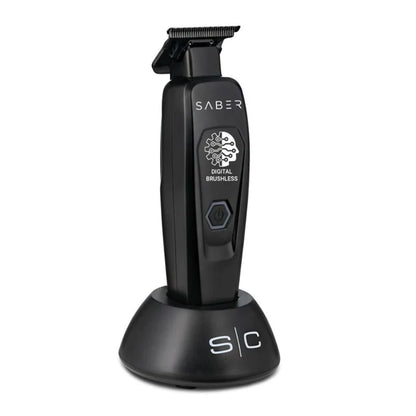 StyleCraft Saber™ Professional Brushless Metal Trimmer – Black Diamond DLC Blades, Zero-Gap, 4 Hr Cordless Runtime