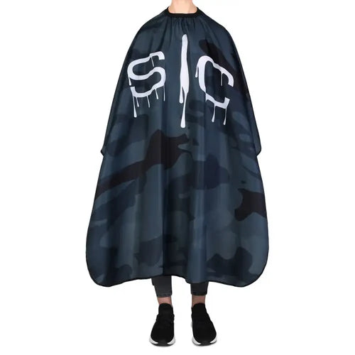 StyleCraft™ Black Camo Barber Cape – 57.5" Anti-Static, Water-Resistant Hair Cutting Cape with Adjustable Neck Closure (SC324B)