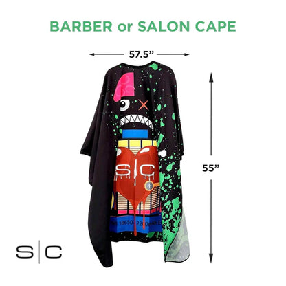 StyleCraft™ Radioactive Barber Cape – Anti-Static, Water-Resistant Cape with Adjustable Neck (Black SC311B)