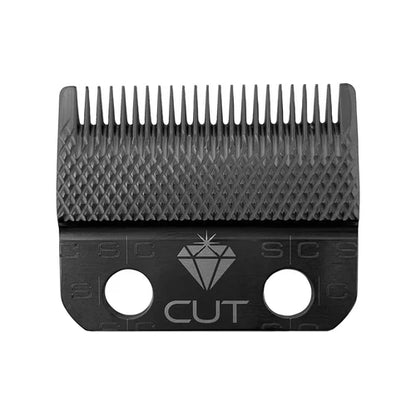 StyleCraft™ Diamond Cut Fixed Clipper Blade with Shallow 2.0 Moving Cutter Set (SC540B) – Black Diamond Carbon Fade Blade, Zero Gap Compatible