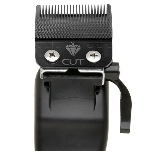 StyleCraft™ Diamond Cut Fixed Clipper Blade with Shallow 2.0 Moving Cutter Set (SC540B) – Black Diamond Carbon Fade Blade, Zero Gap Compatible