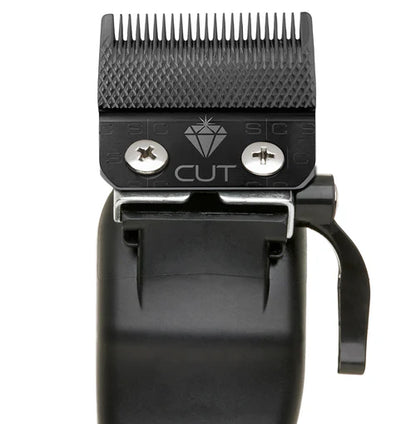 StyleCraft™ Diamond Cut Fixed Clipper Blade with Shallow 2.0 Moving Cutter Set (SC540B) – Black Diamond Carbon Fade Blade, Zero Gap Compatible